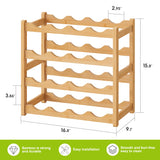 BMOSU Bamboo Wine Rack Wine Storage Cabinet Shelf 16 Bottle Wine Racks Countertop Solid and Practical for Kitchen Dining Room Pantry - 4 Tiers Wine Rack(Natural) BMOSU