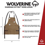 WOLVERINE Guardian Cotton Work Apron Durable & Comfortable for the Hardest Workers with Reinforced Pockets, Cross Strap Support and Quick Access Chest Pocket Brown WOLVERINE