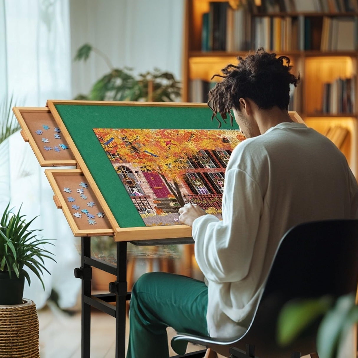 BuilderButler 2000 Pieces Puzzle Table with Wheels, with Drawers and Cover, 40.16"x28.5" Adjustable Height & 45° Tilting, Puzzle Board for Adults BuilderButler