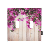 Pznen Rustic Farmhouse 2-Gang Wall Plate Double Toggle Switch Covers Farm Purple Lilac Floral Flowers on Country Wooden Light Switch Covers for Bedroom Bathroom Pznen