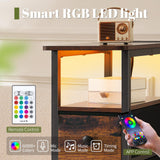 Yoobure Narrow Dresser for Bedroom, LED Slim Dresser with Charging Station, Small Dressers Chest of Drawers, Fabric Dresser Tall Skinny Cabinet Night Stand for Dorm, Small Spaces, Closet, Bathroom Yoobure