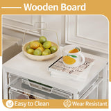 Sbanmao Utility Cart with 5 Drawers, Rolling Storage Cart with Wooden Tabletop and Lockable Wheels, Storage Drawer Cart Craft Cart for Bedroom, Classroom, Home, Office, White Sbanmao