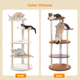 PETEPELA Wood Cat Tree Tower for Indoor Cats,5-Level Modern Cat Tree Cat Activity Center with Scratching Posts, Brown PETEPELA