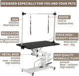 Hydraulic Dog Grooming Table for Small/Large Dogs, Heavy Duty Professional Pet Grooming Table with Adjustable Overhead Arm and Noose, Range 21-36 Inch, 43''/Black mydearpet