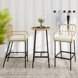 Vikiullf 3 Pieces Patio Bar Table Set, Outdoor Wicker Bar, All Weather Height Bar Stools and Table Set, for Garden, Deck, Balcony Vikiullf