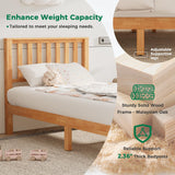 DELAVIN Twin Bed Frame with Headboard, Malaysian Oak Wood Platform Bed Frame, Farmhouse Bed Frame with 12 Wooden Slats Support, No Box Spring Needed, Easy Assembly, Twin, Rustic Pine DELAVIN