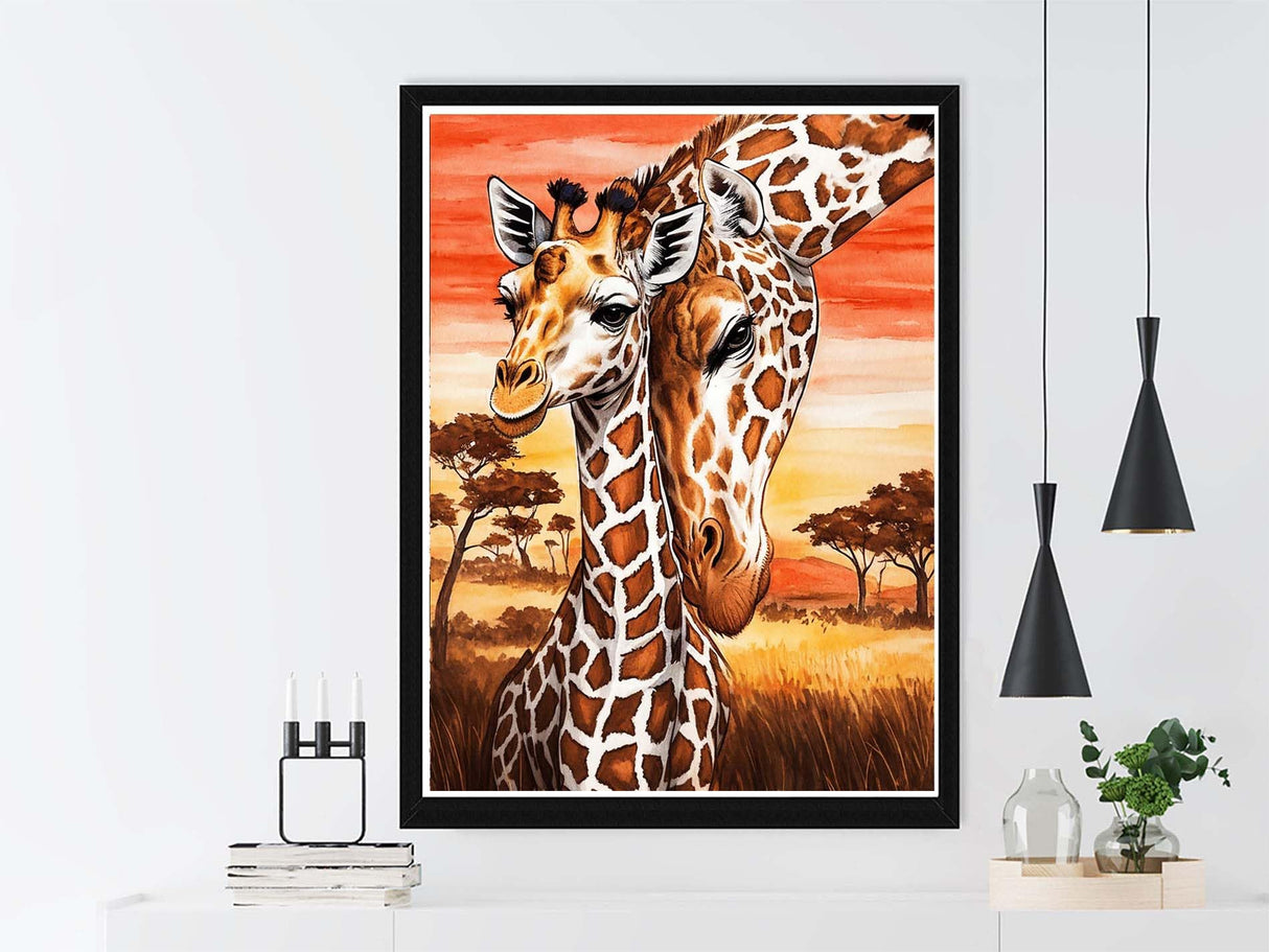VAIIEYO Diamond Art Kits for Adults Giraffe, Diamond Painting Animal, Paint by Numbers Oil Painting Full Drill Round Rhinestone Craft Canvas for Home Wall Decor Gift 12x16 inch VAIIEYO