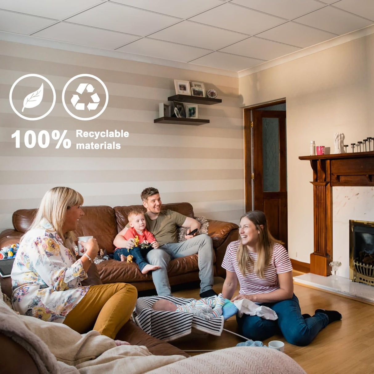 Smooth White Drop Ceiling Tile 2ft x 4ft, Ceiling Panel 24 x 48in – Waterproof, Washable and Fire-Rated - to Prevent Breakage-Cover 80 Sq. Ft-Package of 10 Tiles Gigrwiin