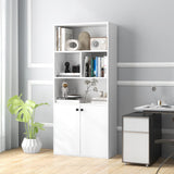 Tangkula 5 Tier Bookcase with 2-Door Cabinet, Tall Freestanding Bookshelf with 4 Open Shelves & 1 Cabinet, Adjustable Shelf, Modern Display Storage Cabinet for Living Room Study (White, 61" H) Tangkula