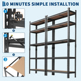 SLEKVERSA Storage Shelves 5 Tier Adjustable Garage Storage Shelving, Heavy Duty Metal Utility Rack Shelving Unit for Warehouse Pantry Closet Kitchen, 35.5" x 12" x 72", Black SLEKVERSA
