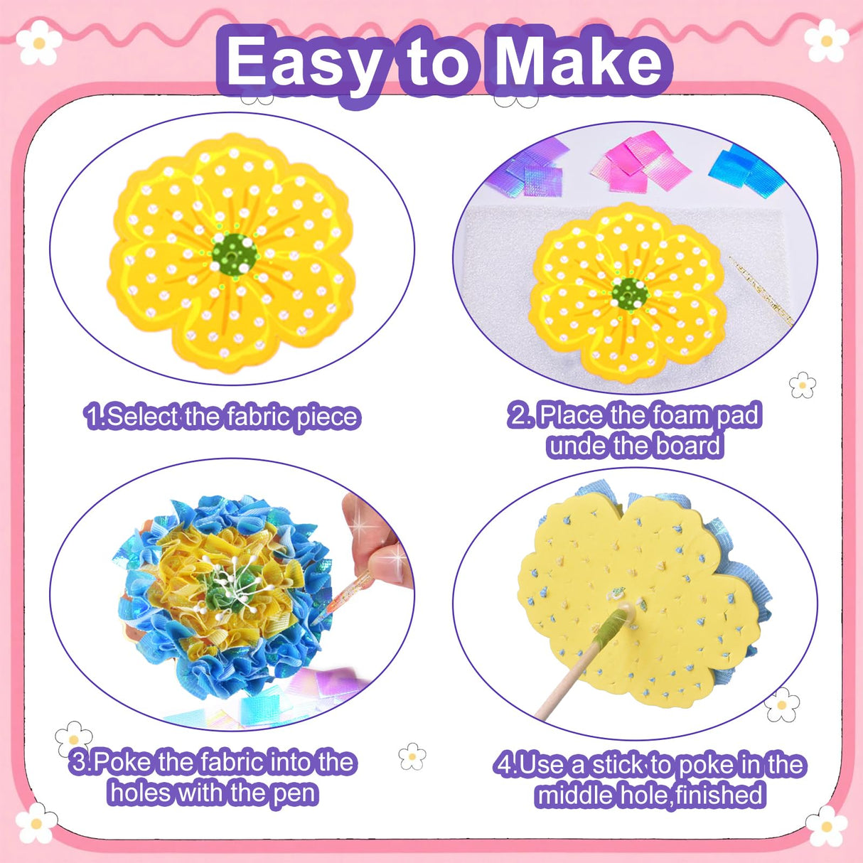 Poke in Flower Bouquet Kit for Girls Ages 8-12, W/ 8 Flowers & 2 Butterflies, Poke in DIY Arts Crafts Toys for Girl, Mess-Free Fun Activity, Birthday Gifts for Girls & Boys 4, 5, 6, 7, 9, 10 Year Old Andgiv