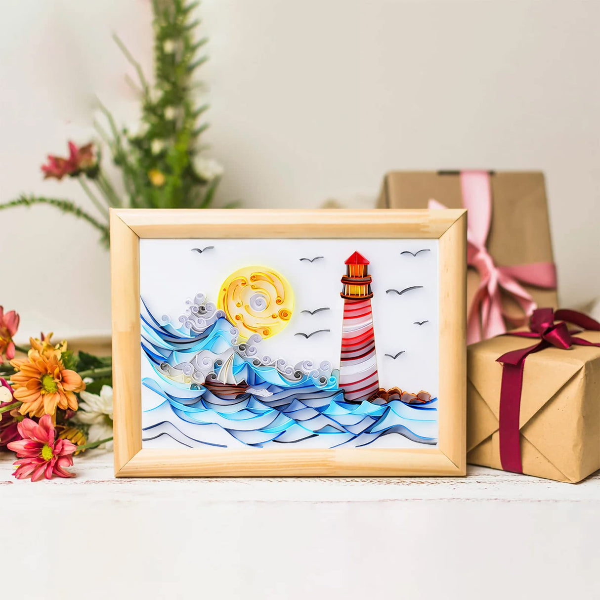 Uniquilling Quilling Kits Paper Quilling Kit for Adults Beginner, 8 * 10 in Paper Filigree Painting Kits, DIY Kits for Adults with Quilling Tools, Modern Wall Art for Living Room Uniquilling