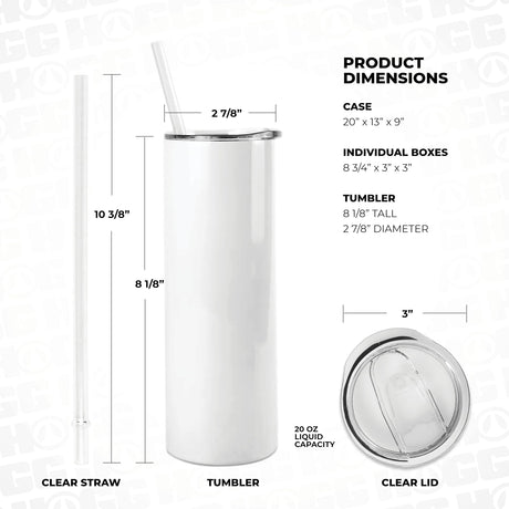 Hogg 20oz Holographic Sublimation Tumbler (24 Units), Sublimation Cups with Lids and Straws, 20 oz Tumbler Sublimation Blanks, Insulated Stainless Steel Tumblers 20 oz, Sublimation Tumblers Bulk Hogg