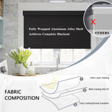 AOSKY Blackout Roller Shades Cordless Blinds for Windows, Free-Stop Shades with Valance, Thermal Insulated Fabric, UV Protection, Natural Woven Blinds for Home and Office (20" W x 72" H, Black) AOSKY