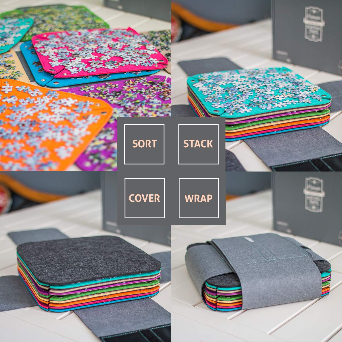 ByAllison Jigsaw Puzzle Sorting Trays 8 Pieces Stackable Large Trays ByAllison