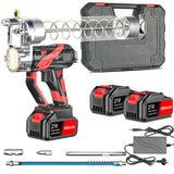 GOYERRNES 21V Cordless Grease Gun,15000 PSI Professional Electric Grease Gun Kit with 2PCS 21V 3000mAH Rechargeable Battery GOYERRNES