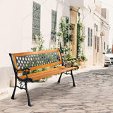 Giantex 50'' Patio Bench, Outdoor Furniture Cast Iron Hardwood Frame Porch Loveseat, Weather Proof Porch Path Chair for 2 Person Outside Bench Giantex