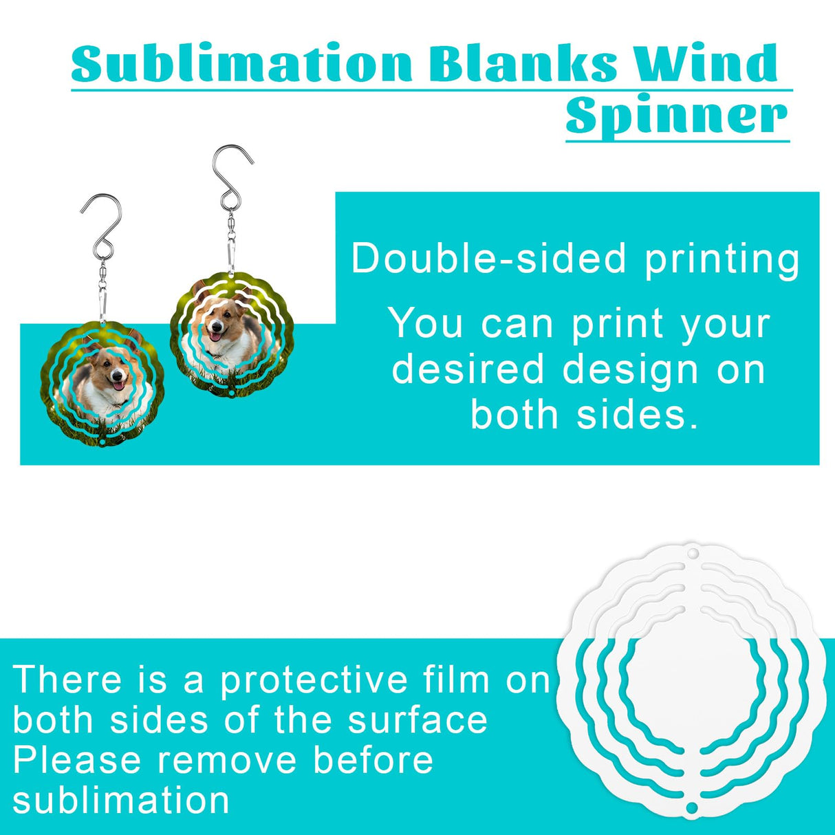 20 Pcs Sublimation Wind Spinner Blanks 3 Inch Heat Press Transfer Sublimation Blank Gift DIY Crafts Sublimation Ornaments for Indoor Outdoor Garden Yard Decoration Telooco