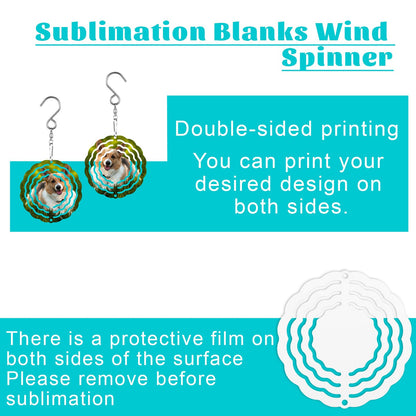 20 Pcs Sublimation Wind Spinner Blanks 3 Inch Heat Press Transfer Sublimation Blank Gift DIY Crafts Sublimation Ornaments for Indoor Outdoor Garden Yard Decoration