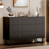 Chrangmay Modern Chest of Drawers with 6 Drawers,Deep Drawers,Clothes Organizer,Large Storage Cabinet for Living Room, Bedroom,Hallway,with Anti-Tipping Device,Black Chrangmay