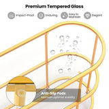 Tangkula Gold TV Stand for TVs up to 65”, 55” 3-Tier TV Console Table with Tempered Glass Shelves & Golden Metal Frame, Modern Media Entertainment Center for Living Room & Entryway, Gold (55”, Oval) Tangkula