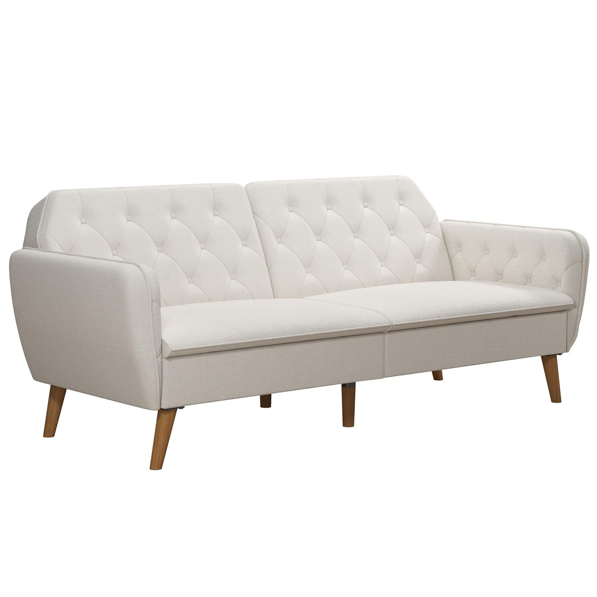 Novogratz Tallulah Memory Foam Futon Couch Bed, Futon Sofa Bed - Ivory Boucle Novogratz