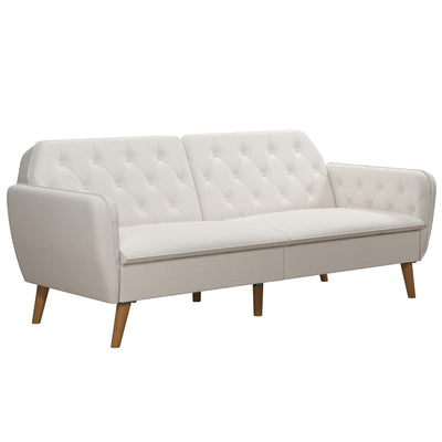 Novogratz Tallulah Memory Foam Futon Couch Bed, Futon Sofa Bed - Ivory Boucle