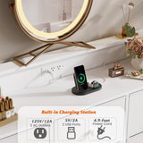 Nicehill Dresser for Bedroom with 9 Drawer,White Dresser with LED Light,TV Stand for Bedroom with Charging Station,Chests of Drawers for Bedroom Hallway,Closet (White) Nicehill