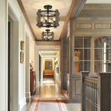 BrightHome Farmhouse Rustic Light Fixture Ceiling Mount, Semi Flush Mount Ceiling Light Fixture, 4-Light Black Industrial Retro Washed Ceiling Light for Kitchen Dining Room Bedroom Hallway Bathroom BrightHome