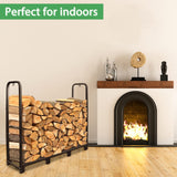 CONNOO 4ft Firewood Rack Stand Heavy Duty Firewood Log Rack Holder Fireplace Wood Storage Holder for Indoor Outdoor Metal Pile Log Stand Stacker Holder, Matte Black CONNOO
