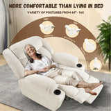 Neioml Large Wide Power Lift Chair Recliner for Elderly, Heat & Vibration Massage, Extended Footrest for Big and Tall, Cup Holders Side Pockets, Easy Remote, (Plush Flannel, Cream White) Neioml