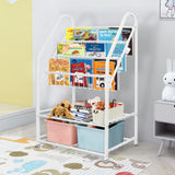 aboxoo Metal Kids Bookshelf Freestanding for Children Room 25 inches Toddler White Bookcase Toy Organizer Stable Bookcase Bookstore Library Book Unit Storage for Small Place aboxoo