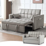 POYISOU Modern 3 in 1 Convertible Sleeper Sofa Couch Bed with USB, Adjustable Backrest Velvet Pull Out Sofa Bed, Loveseat Sleeper Couch, Couches for Living Room, Bedroom, Apartment, Light Grey POYISOU