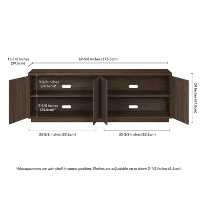 Henn&Hart Hanson TV Stand, 70" Wide, Brown