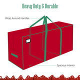 Cosy Family 7.5 ft Christmas Tree Storage Bag - Durable Heavy Duty Extra Large Artificial Xmas Holiday Tree Bag with Reinforced Handles and Dual Zippers Wide Opening - Red Cosy Family