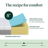 ZINUS 8 Inch Green Tea Essential Memory Foam Mattress [New Version], Queen, Fiberglass Free, Medium Feel, Breathable Airflow Memory Foam, Certified Safe Foams & Fabric, Mattress in A Box Zinus