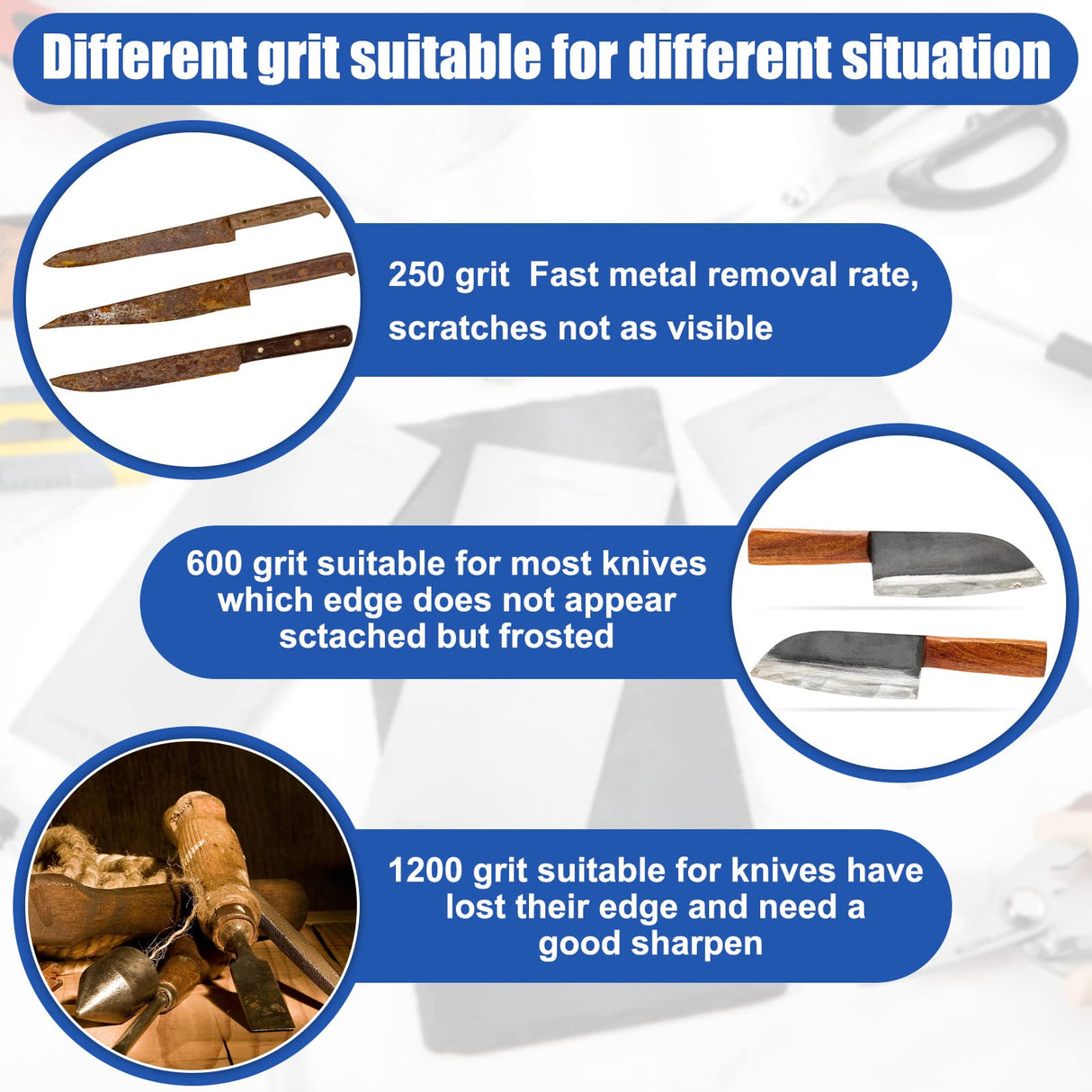 3 Pieces Diamond Sharpening Stone Diamond Knife Sharpener Plate Honing Whetstone for Kitchen Sharpening Dull, Blunt or Tired Edges (250/600/ 1200 Grit) Zhehao