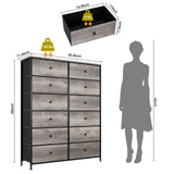 Arlopu 12-Drawer Dresser, 35.2’‘ Widened 6-Layer Fabric Storage Tower w/Textured Print Fabric Bins, Tall Chest Organizer Unit for Living Room, Hallway, Nursery, Closets, Adjustable Feetpad Arlopu