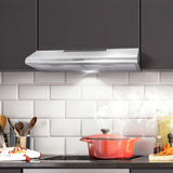 COSMO COS-5MU30 30 in. Delta Collection Ducted Under Cabinet Range Hood, Button Controls, Reusable Filters, LED Lights, Stainless Steel COSMO