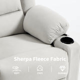 Ketaiyou Swivel Rocking Recliner Chair with Massage and Heat,Oversized Rocker Recliner for Adults, Upholstered Fabric Reclining Single Sofa Chair for Living Room,Nursery (Beige) Ketaiyou