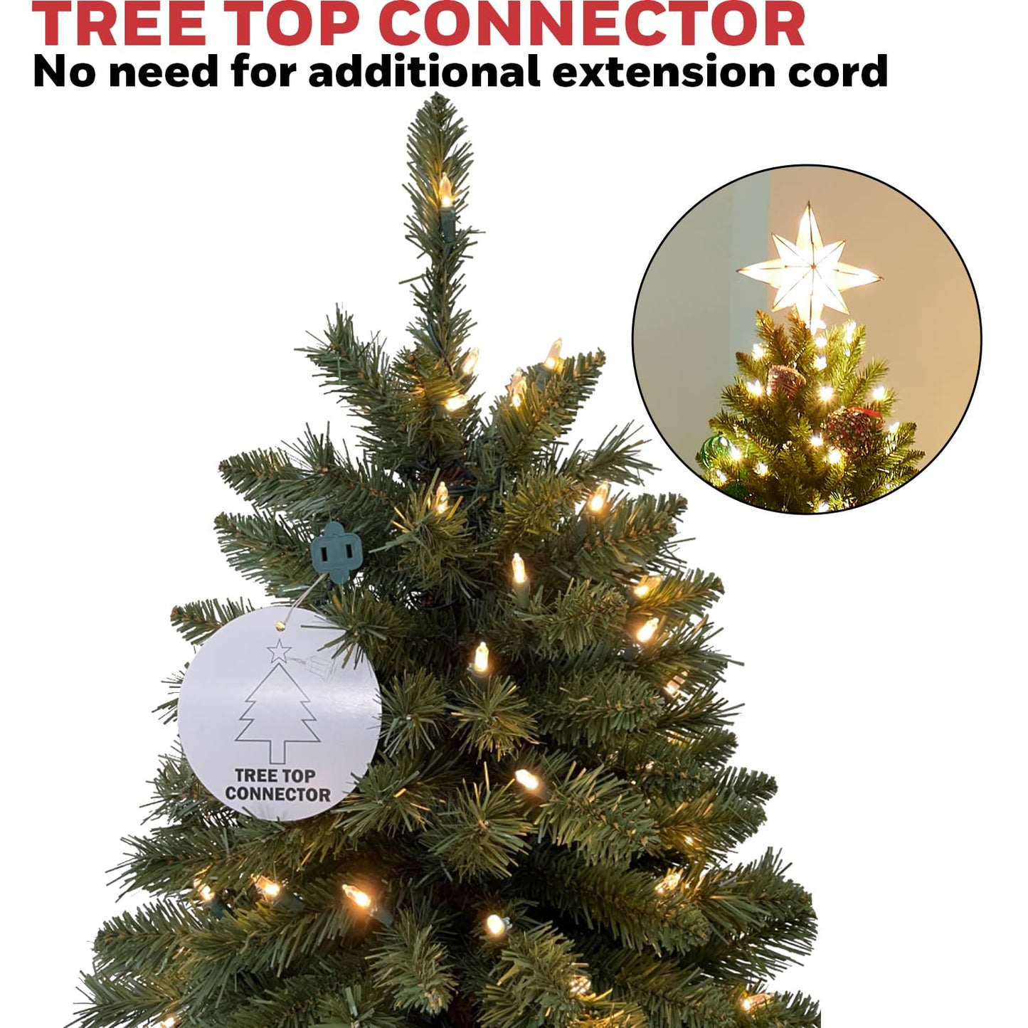 Honeywell 7ft Slim Pre-Lit Christmas Tree, Eagle Peak Pine Pencil Artificial Christmas Tree with 350 Color Changing LED Lights, Xmas Tree with 949 PVC Tips,Tree Top Connector, UL Certified