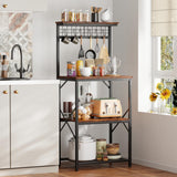 Furologee Rustic Brown Kitchen Bakers Rack with Hutch & 4-Tier Storage Furologee