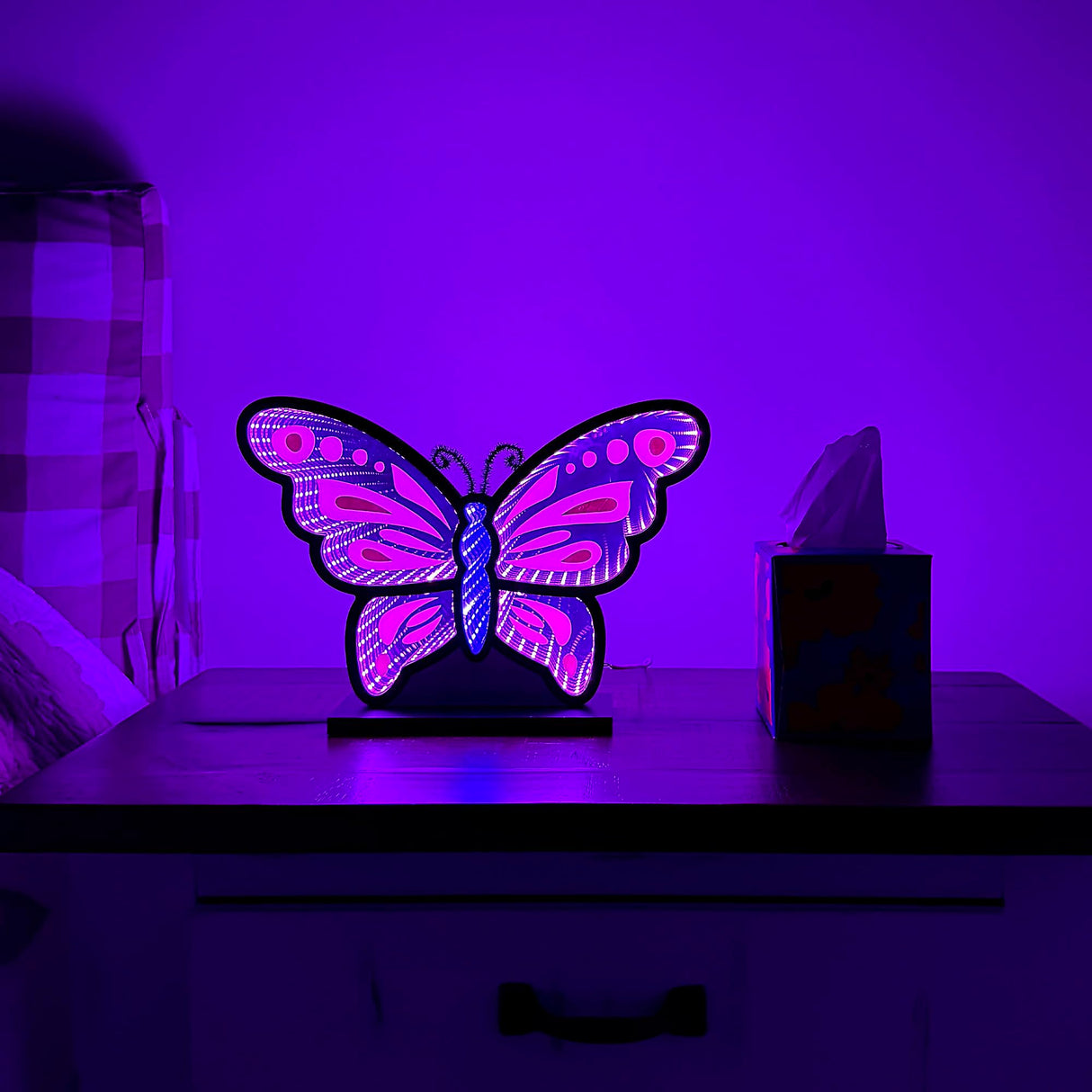 Elumina Decor - Butterfly Infinity Mirror Night Light - LED Butterfly Nightlight for Kids - USB-Powered with Dimmer Switch - 3D LED Infinity Light - Bedroom Decor for Boys, Girls & Teens - 12" x 13" Elumina Decor