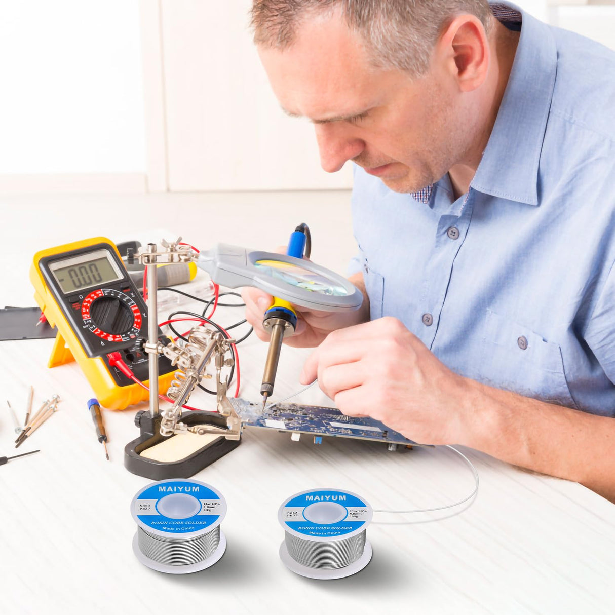 MAIYUM 63-37 Tin Lead Rosin Core Solder Wire for Electrical Soldering (0.8mm 50g) MAIYUM