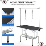 Unovivy 46-inch Dog/Pet Grooming Table Foldable Height Adjustable, Portable Dog Grooming Table with Arm Noose & Mesh Tray, Maximum Capacity Up to 300lbs (Black) Unovivy