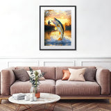 MISCER Fishing Diamond Art Kits for Adults, Fisherman Diamond Painting Kits for Beginners, 5D Full Drill Round Paint with Diamonds Pictures, Gem Art Painting DIY Crafts Kit Decor 12x16inch MISCER