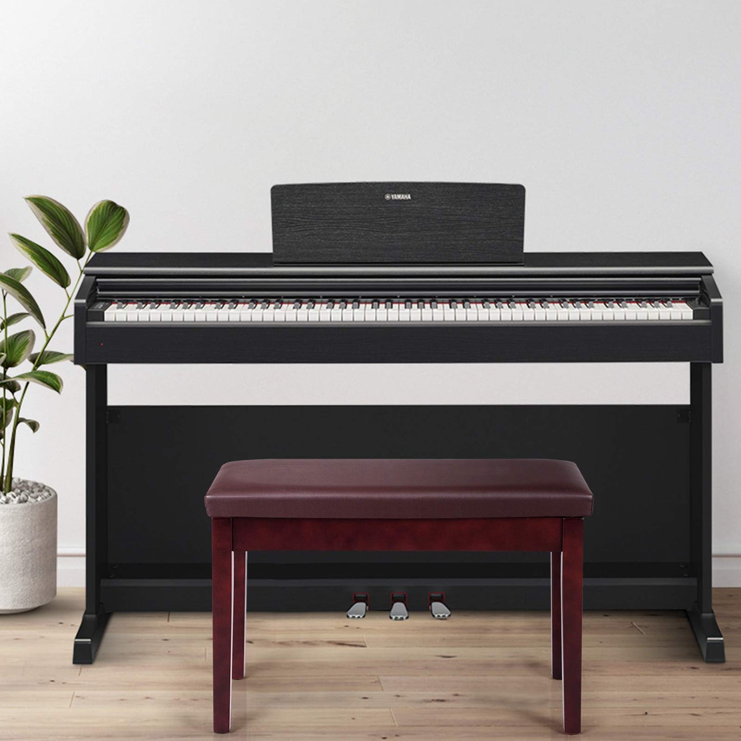 Giantex Piano Bench W/Padded Cushion and Music Storage, Comfortable Double Duet Seat, Wooden Legs, Perfect for Professional Or Home Use PU Leather