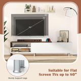 Tangkula White TV Stand with 2 Wall Shelves, Modern Entertainment Center for TVs up to 80 Inches, TV Cabinet with 2 Storage Compartments and Cabinet, Media Console Table for Living Room, Study (White) Tangkula