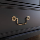 Hitow Curio Cabinet with Glass Doors, Arched Display Cabinet with Drawers & Solid Pine Legs, 34.6" W Arch Bookcase, 5-Tier Black Display Case for Collectibles, Living Room Hitow