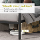 KOMFOTT Metal Canopy Bed Frame Twin Size, Modern 4 Poster Canopied Platform Bed Frame with Headboard, Heavy-Duty Metal Slat Support Mattress Foundation, No Box Spring Needed, Easy Assembly, Black KOMFOTT